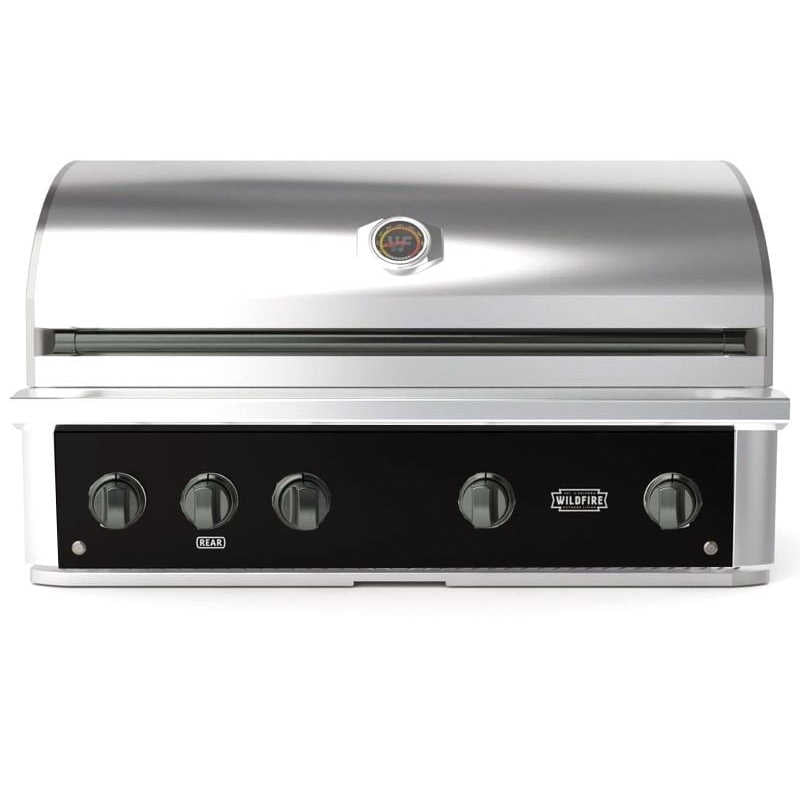 Wildfire Ranch Pro 42 Inch Black 304 Stainless Steel Built In Gas Grill - Chrome Black Accents