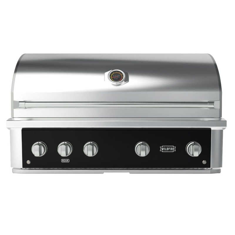 Wildfire Ranch Pro 42 Inch Black 304 Stainless Steel Built In Gas Grill - Brushed Stainless Steel Accents
