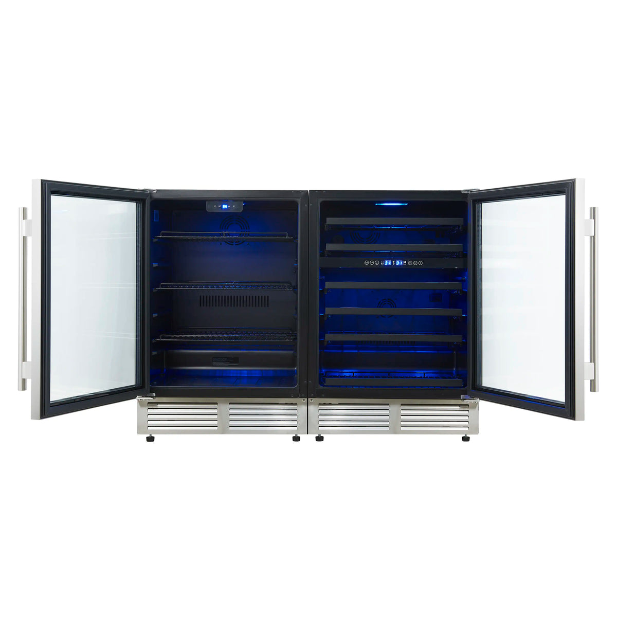 Forno Gemello 48-Inch Undercounter Side-by-Side Wine/Beverage Cooler, 9.6 Cu. Ft., Stainless Steel (FWCDR6699-48S)