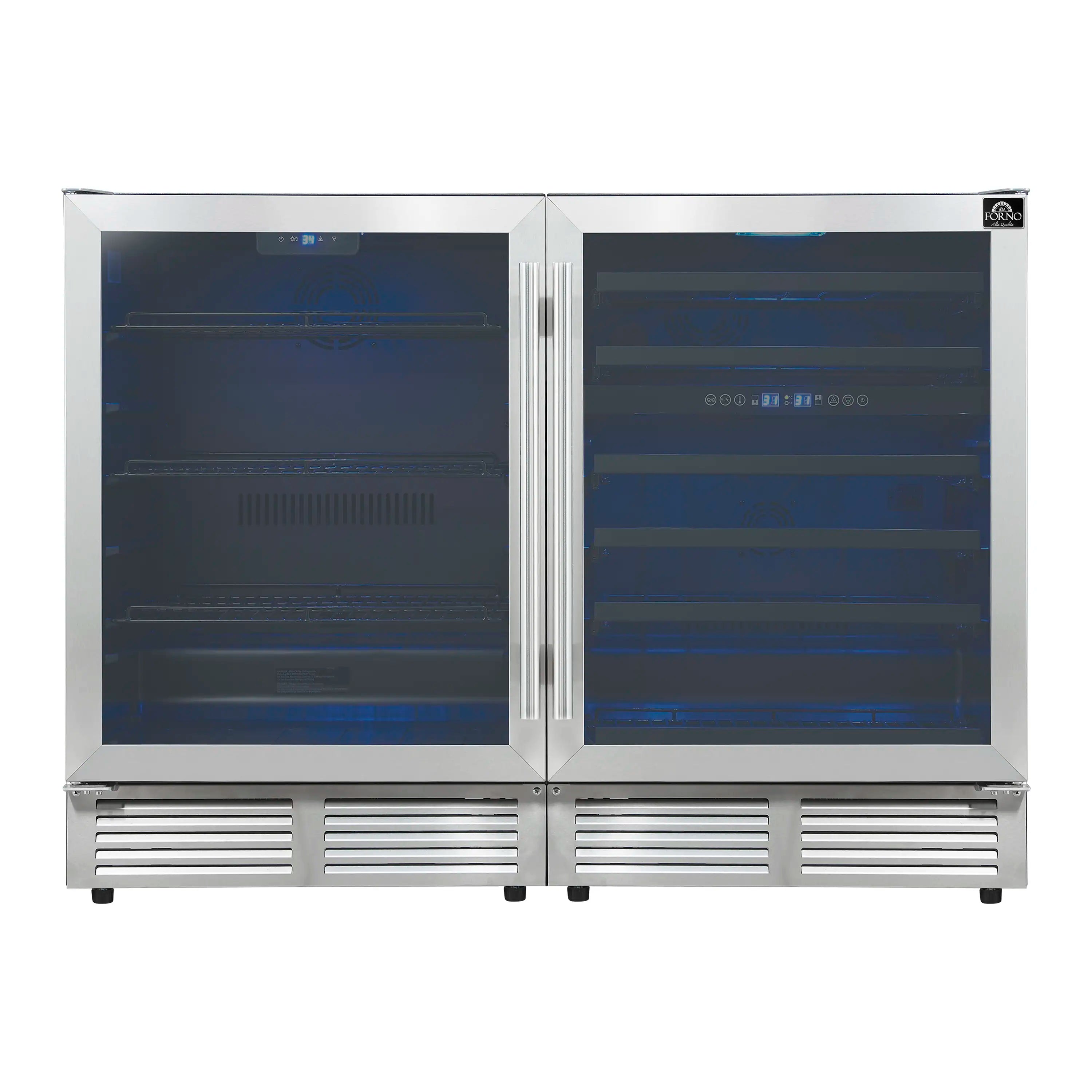 Forno Gemello 48-Inch 9.6 Cu. Ft. Side-by-Side Wine and Beverage Cooler in Stainless Steel (FWCDR6699-48S)