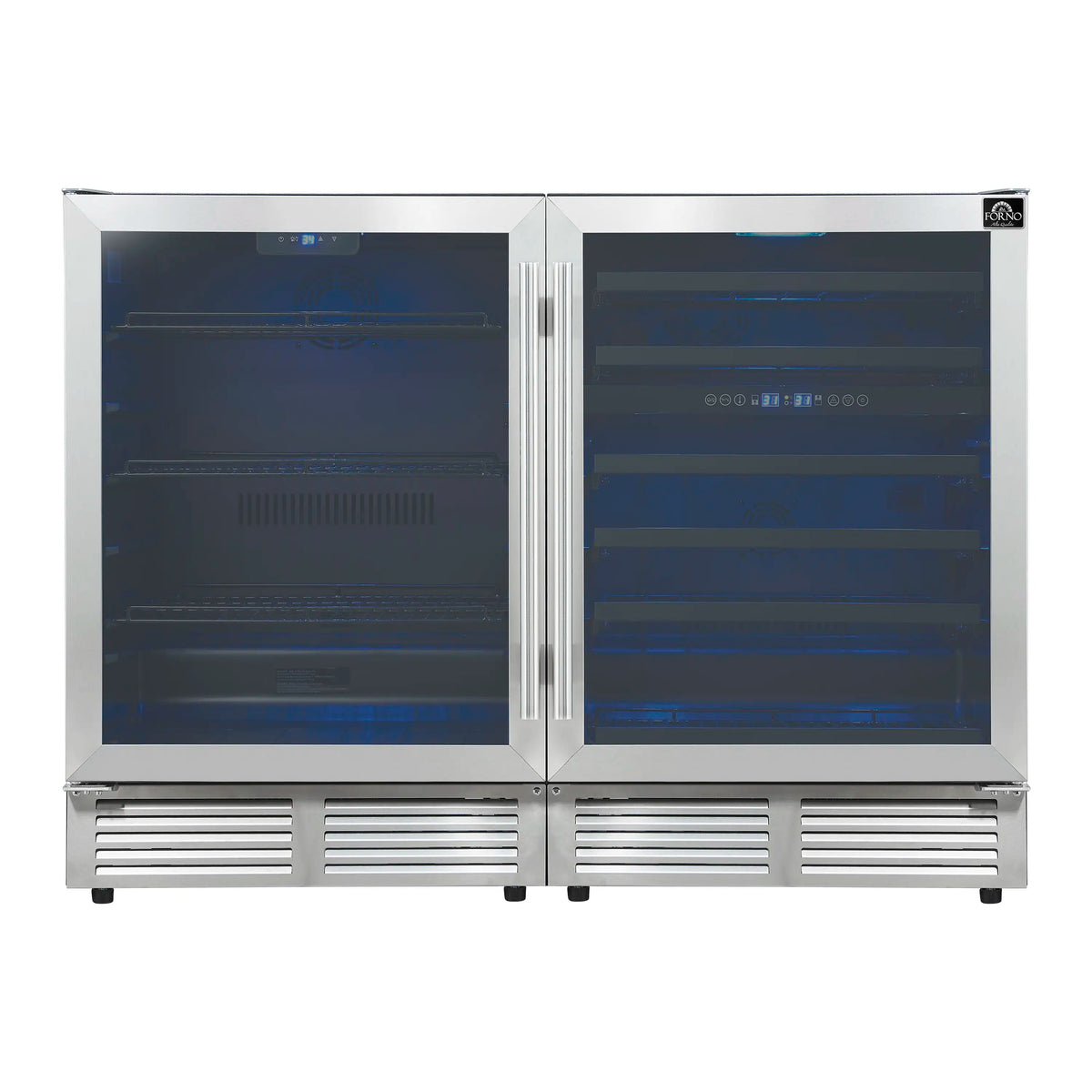 Forno Gemello 48-Inch 9.6 Cu. Ft. Side-by-Side Wine and Beverage Cooler in Stainless Steel (FWCDR6699-48S)