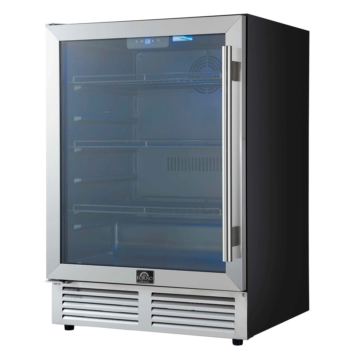 Forno Frescolino 24-Inch Built-In Beverage Cooler, 188 Can Capacity, Triple Glass Door, LED Lighting, Stainless Steel (FWCDR6665-24S)