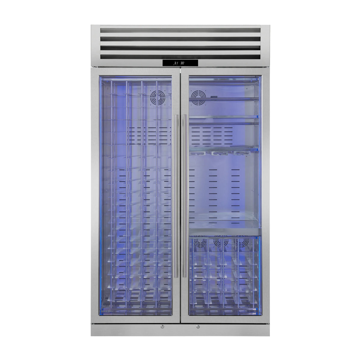 FORNO Abruzzo 48-Inch Dual Zone Wine Cooler with 30 Cu.Ft., 130 bottles, Display & Service Shelves, Stemware Racks, Rust Resistant (FWCDR6680-48S)