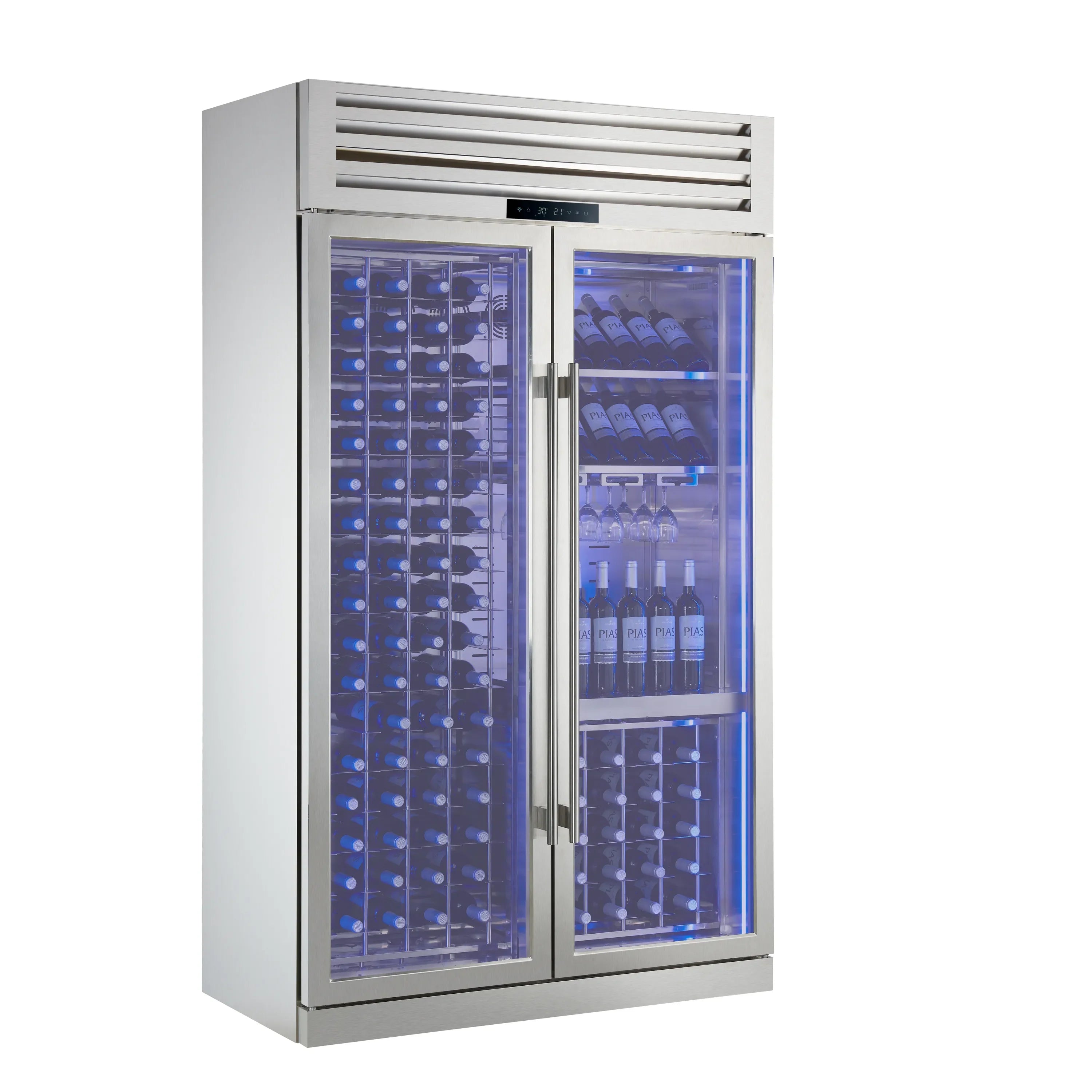 FORNO Abruzzo 48-Inch Dual Zone Wine Cooler with 30 Cu.Ft., 130 bottles, Display & Service Shelves, Stemware Racks, Rust Resistant (FWCDR6680-48S)