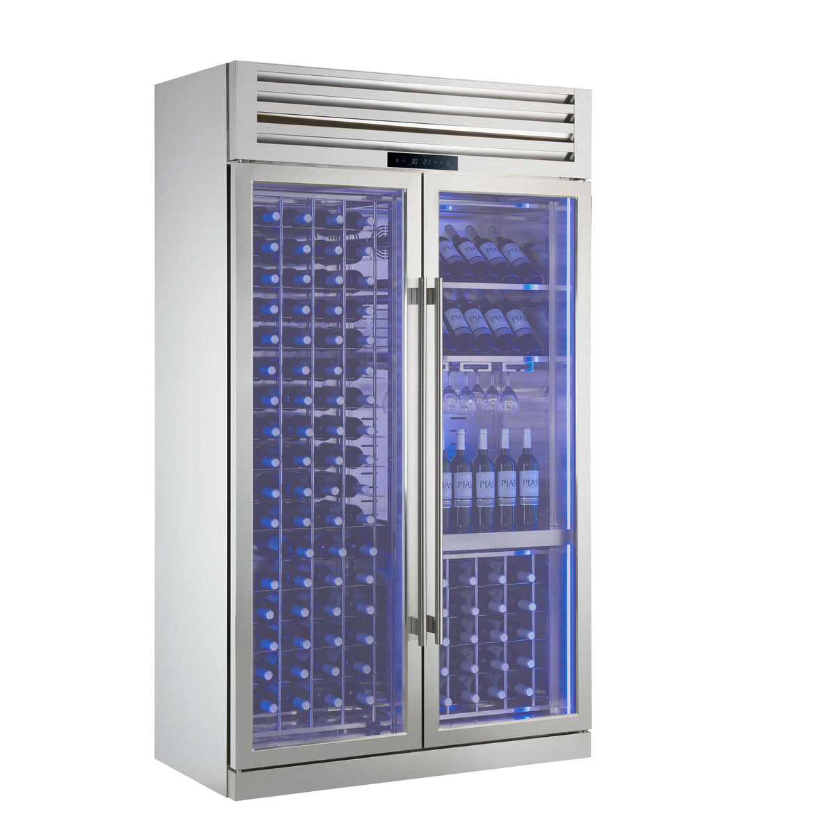 FORNO Abruzzo 48-Inch Dual Zone Wine Cooler with 30 Cu.Ft., 130 bottles, Display & Service Shelves, Stemware Racks, Rust Resistant (FWCDR6680-48S)