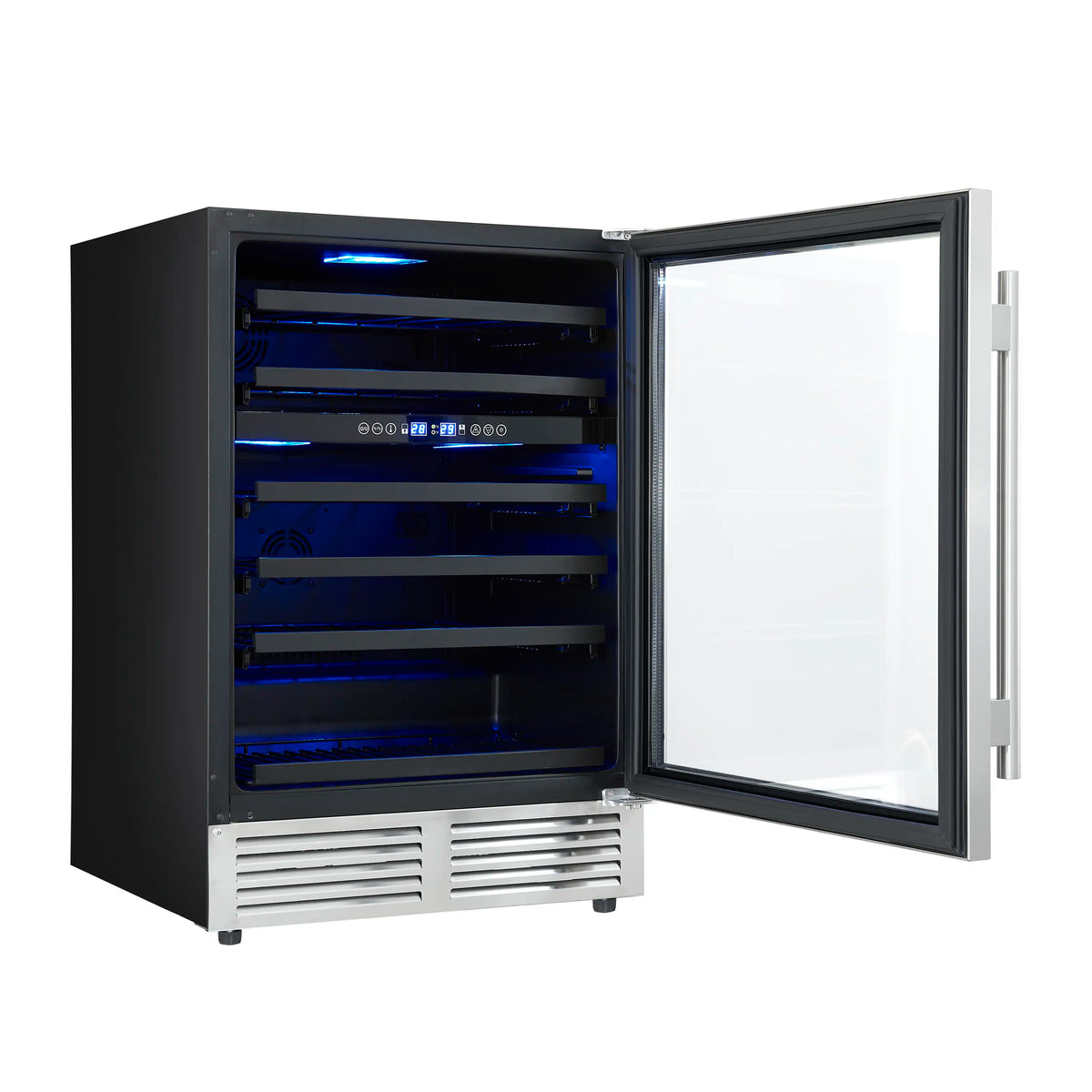 Forno Bachino 24-Inch Built-In Wine Cooler, 51 Bottles, LED Lighting, Triple Glass Door, Stainless Steel (FWCDR6634-24S)