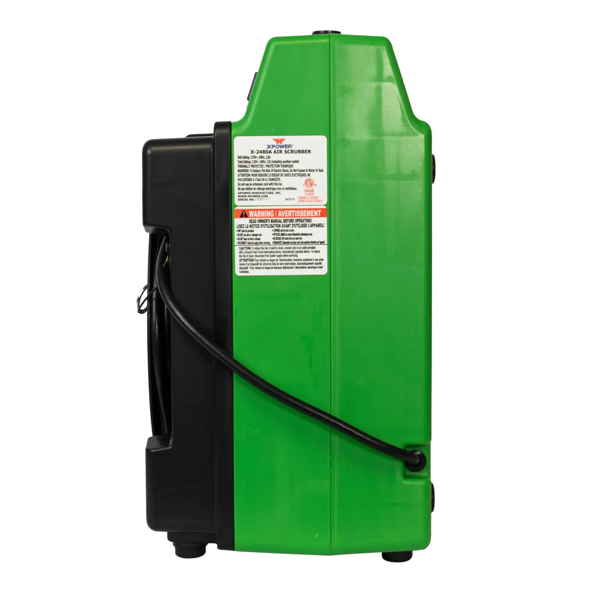 XPOWER mini HEPA air scrubber X-2480A - right view