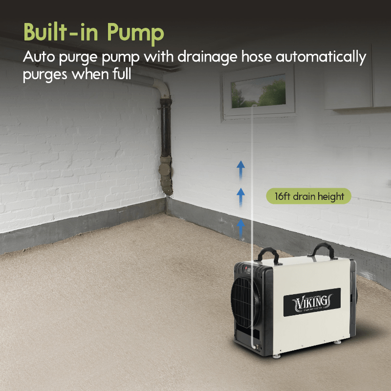 XPOWER Viking crawl space dehumidifier BD-90P - feature infographic 3