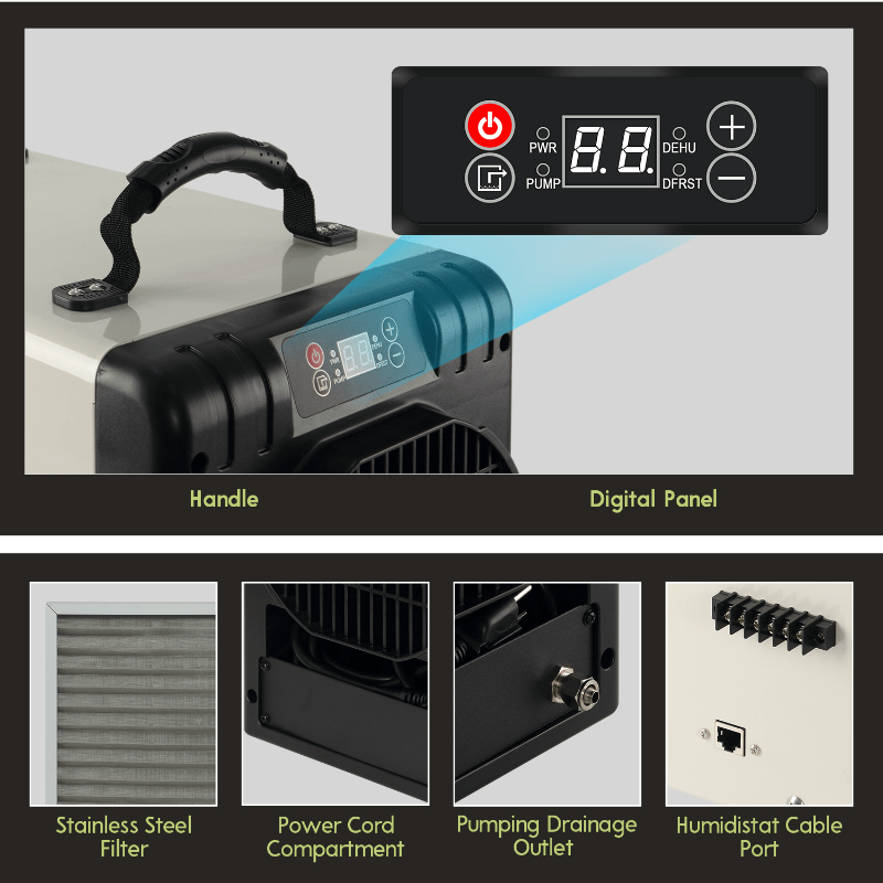 XPOWER Viking crawl space dehumidifier BD-90P - feature infographic 4