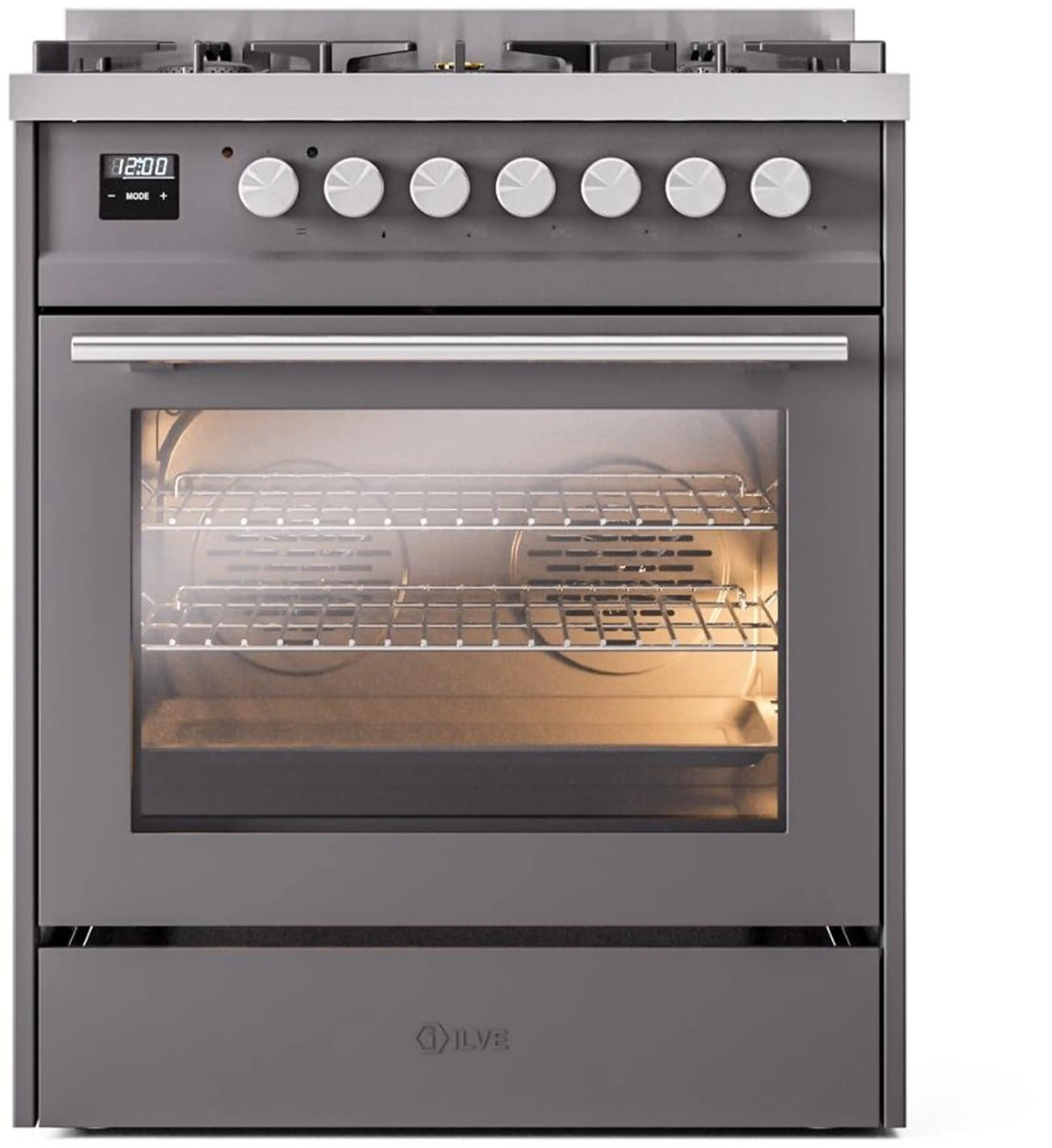 ILVE Professional Plus II 30-Inch Freestanding Propane Gas Dual Fuel Range, 5 Sealed Burners, Matte Graphite (UP30WMPMGLP)