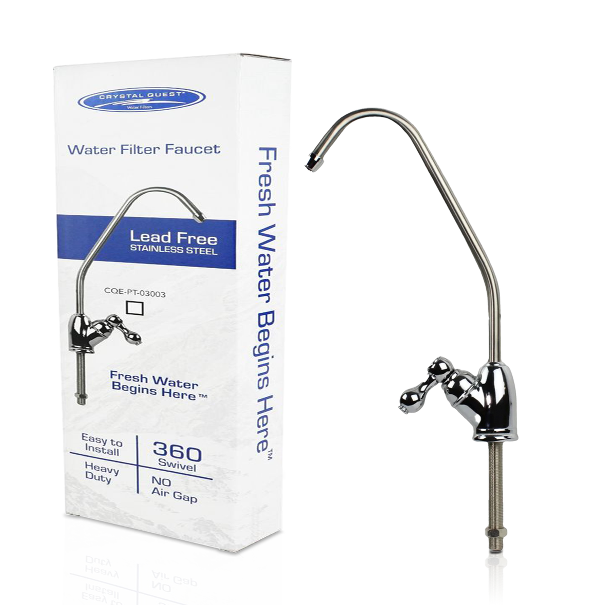 Crystal Quest Chrome Faucet, 1/4" Tube, European Handle (CQE-PT-03003)