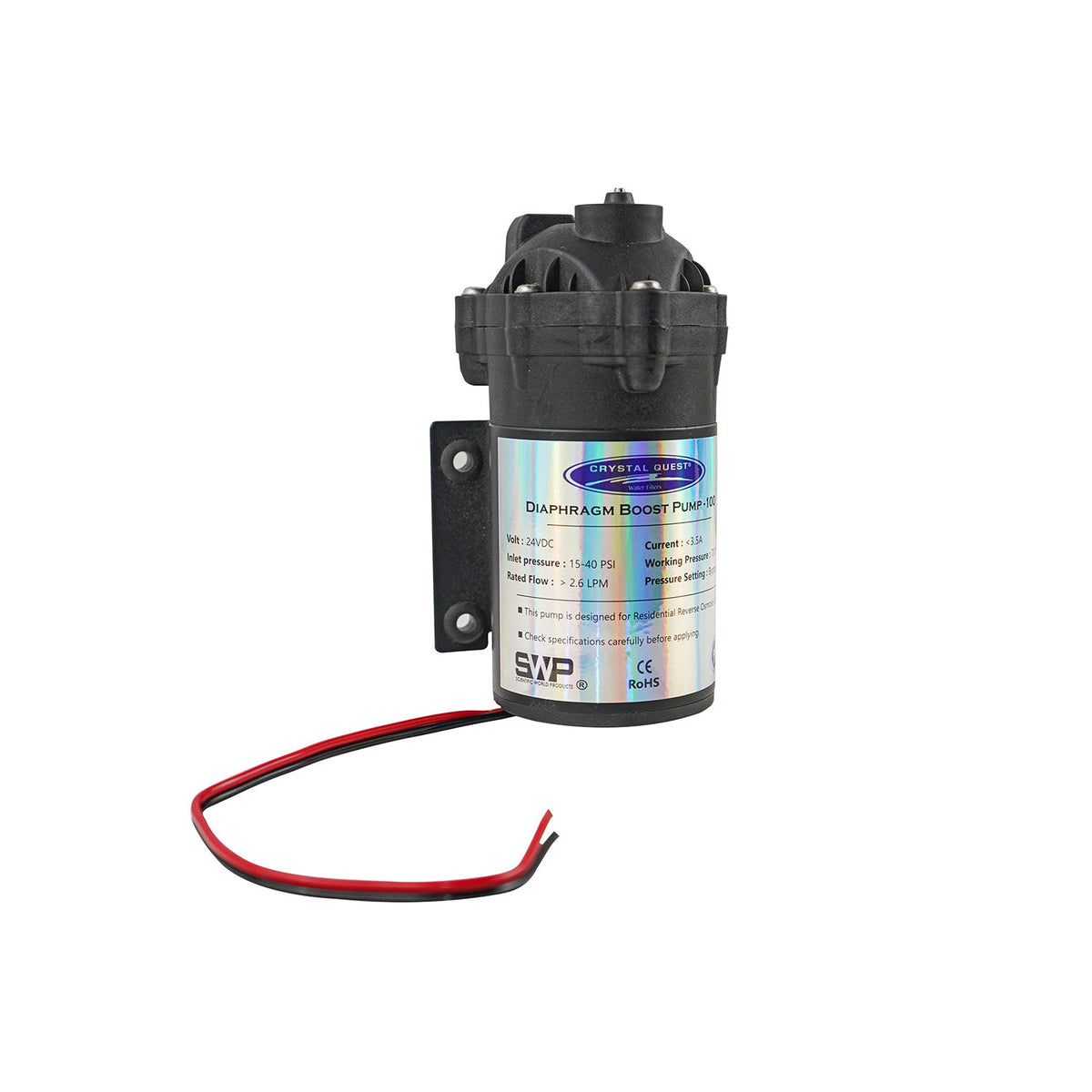 Crystal Quest Diaphragm Booster Pump for RO Systems, Diaphragm Pump 100, 200, 400 or 600