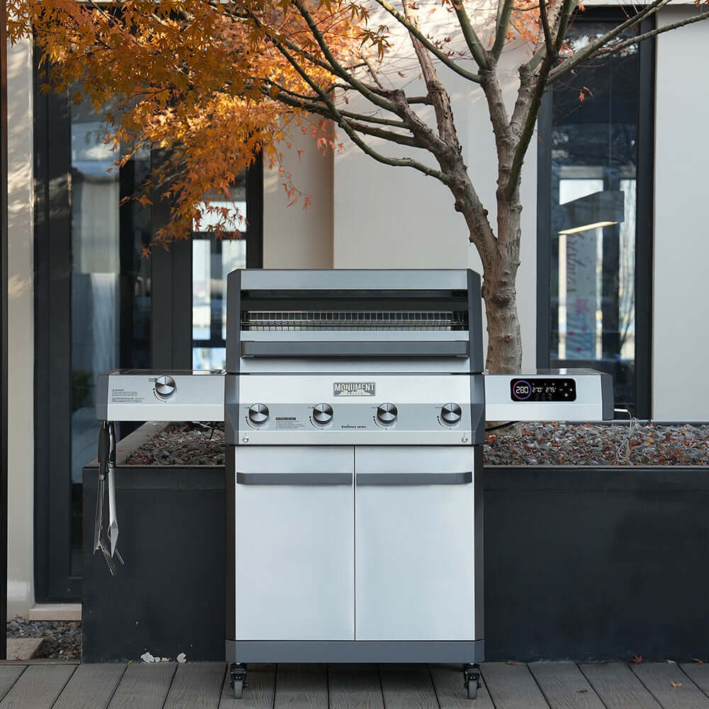 Monument Grills Eminence 405 Series | 4 Burner Tech Propane Gas Grill in Stainless Steel