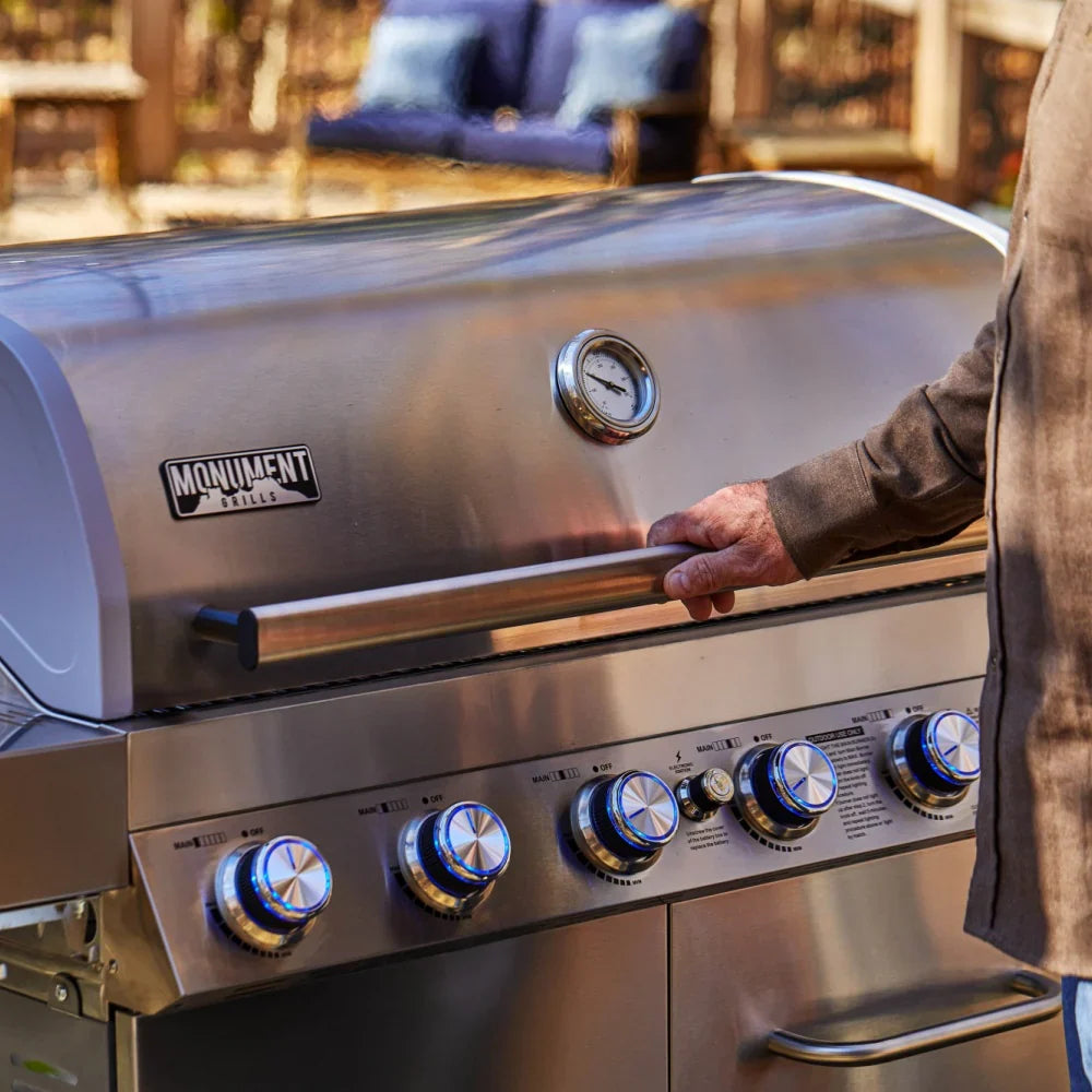 Monument Grills Classic 77352 Series Propane Gas Grill, 6 Burners, Stainless Steel