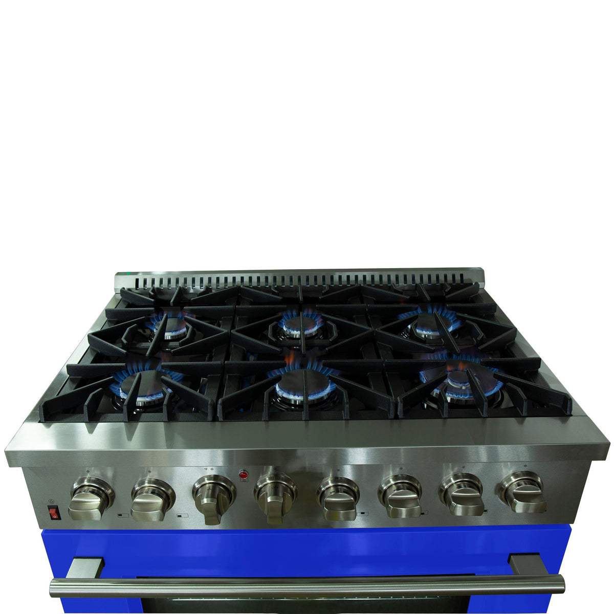 Forno Galiano 36-Inch Freestanding Dual Fuel Range, 6 Gas Burners, 240V Electric Oven, Stainless Steel with Blue Door (FFSGS6156-36BLU)
