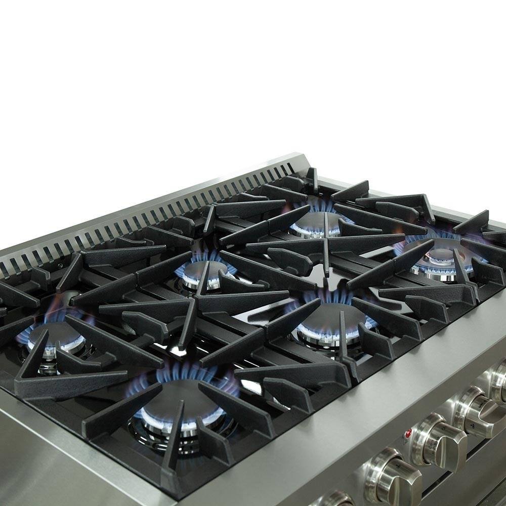 Forno Galiano 36-Inch Freestanding Dual Fuel Range, 6 Gas Burners, 240V Electric Convection Oven (FFSGS6156-36)