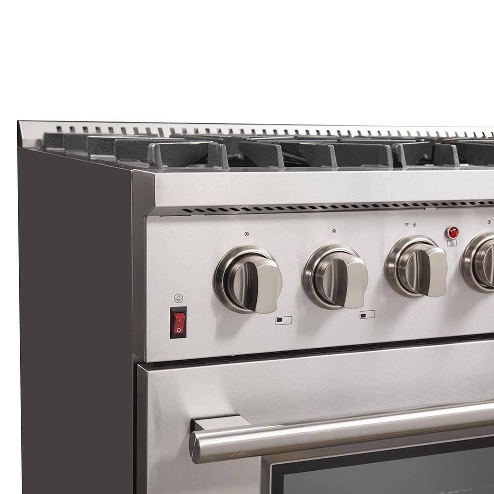 Forno Galiano 36-Inch Freestanding Dual Fuel Range, 6 Gas Burners, 240V Electric Convection Oven (FFSGS6156-36)