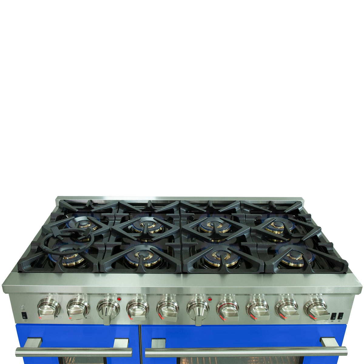 Forno Capriasca 48-Inch Freestanding Dual Fuel Range, 8 Gas Burners, 240V Electric Oven, Stainless Steel with Blue Door (FFSGS6187-48BLU)