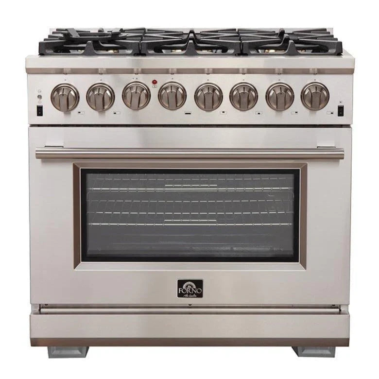 Forno 2-Piece Appliance Package - 36-Inch Dual Fuel Range and 60-Inch Built-In Refrigerator in Stainless Steel