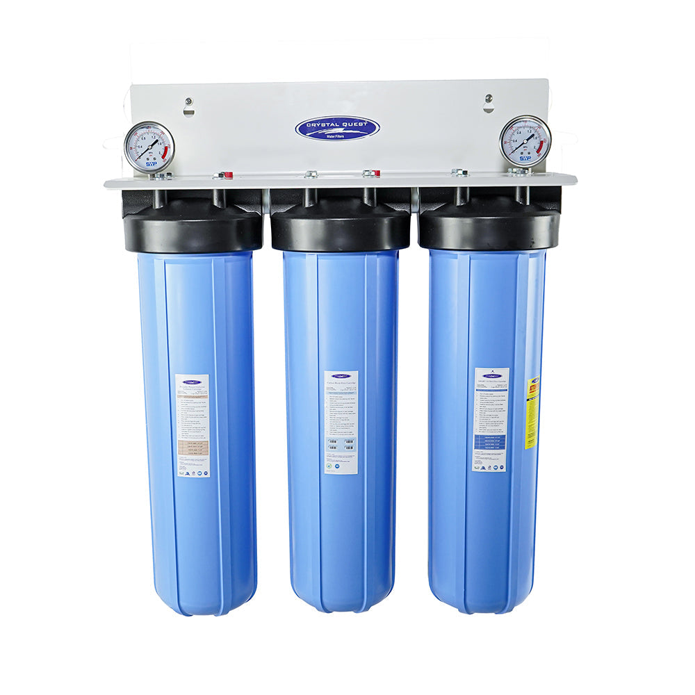 Crystal Quest Big Blue 3-Stage Whole House Water Filter, 20 Inch, Choice of Treatment Cartridge