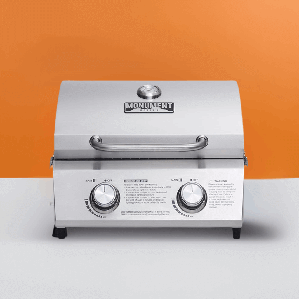 Monument Grills Table Top 13742 Series Gas Grill, 2 Burners, Stainless Steel