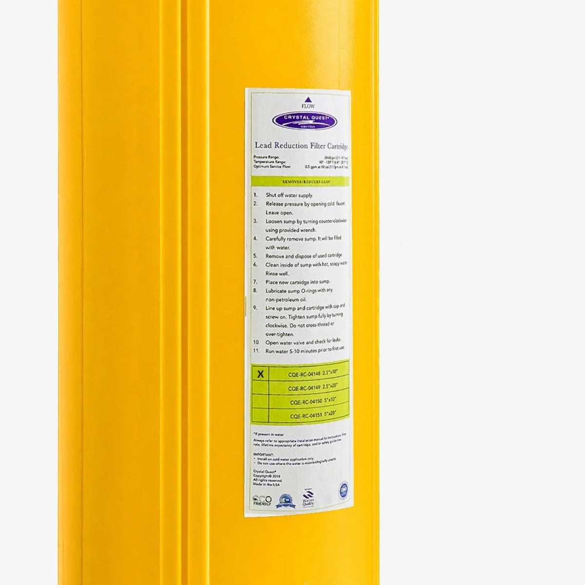 Crystal Quest Lead Filter Replacement Cartridge, 0.5 to 6 GPM