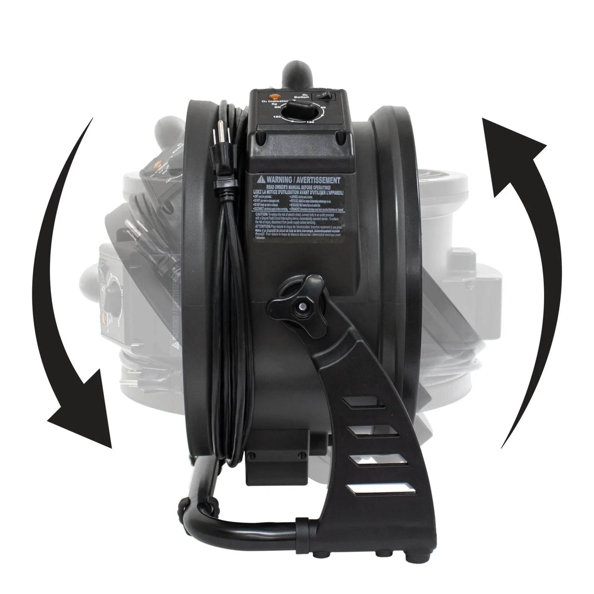 XPOWER axial air mover with ozone generator M-27 - 360-degree rotation