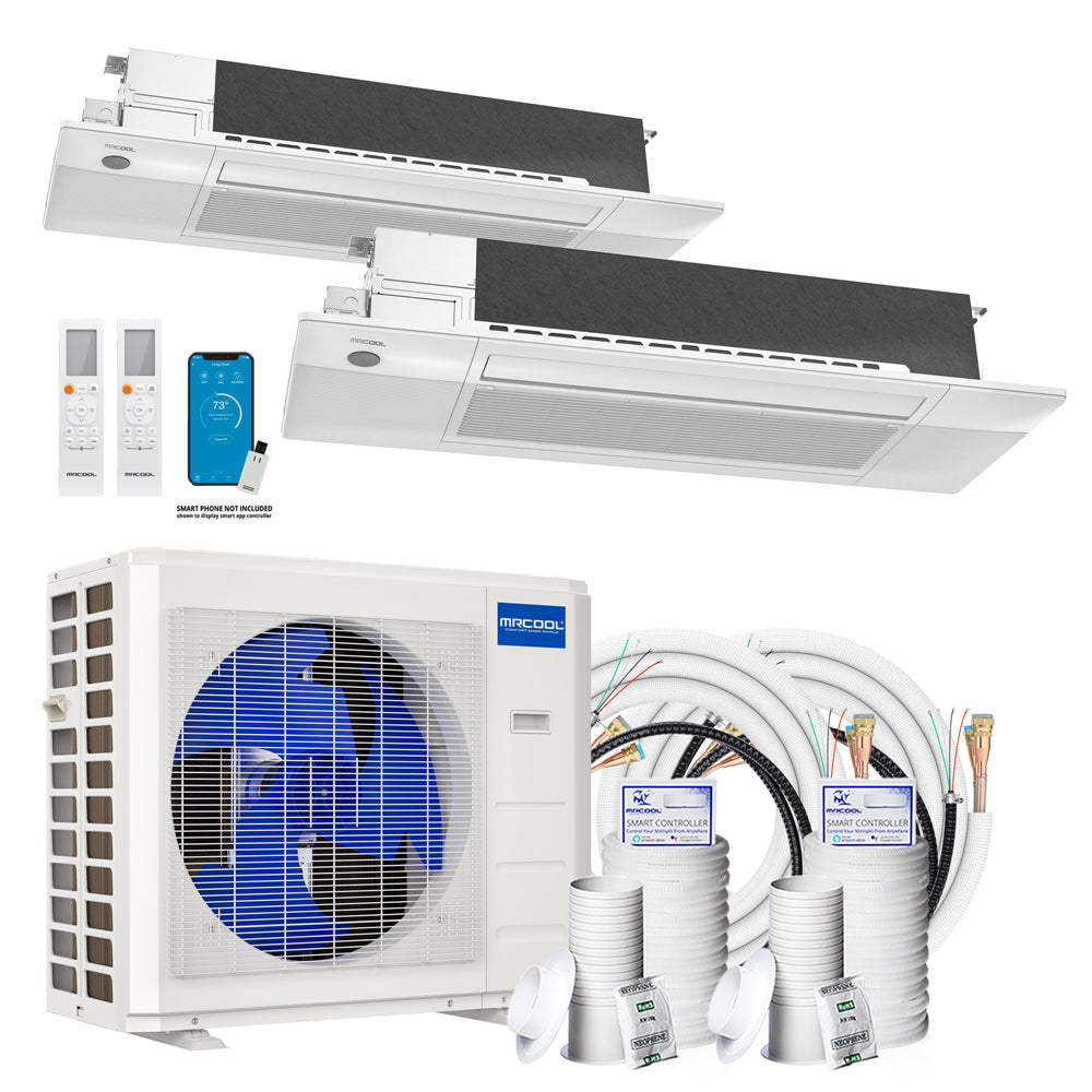 MRCOOL DIY 5th Gen Multi-Zone 2-Zone 36,000 BTU 23 SEER2 (9K + 18K) Ductless Mini-Split Air Conditioner and Heat Pump with Ceiling Cassettes