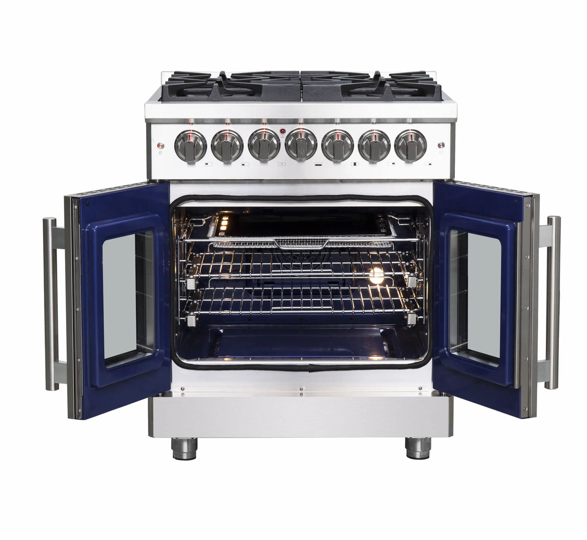 Forno Massimo 30-Inch Freestanding French Door Dual Fuel Range, Stainless Steel (FFSGS6325-30)