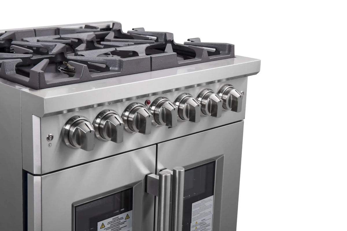 Forno Massimo 30-Inch Freestanding French Door Dual Fuel Range, Stainless Steel (FFSGS6325-30)