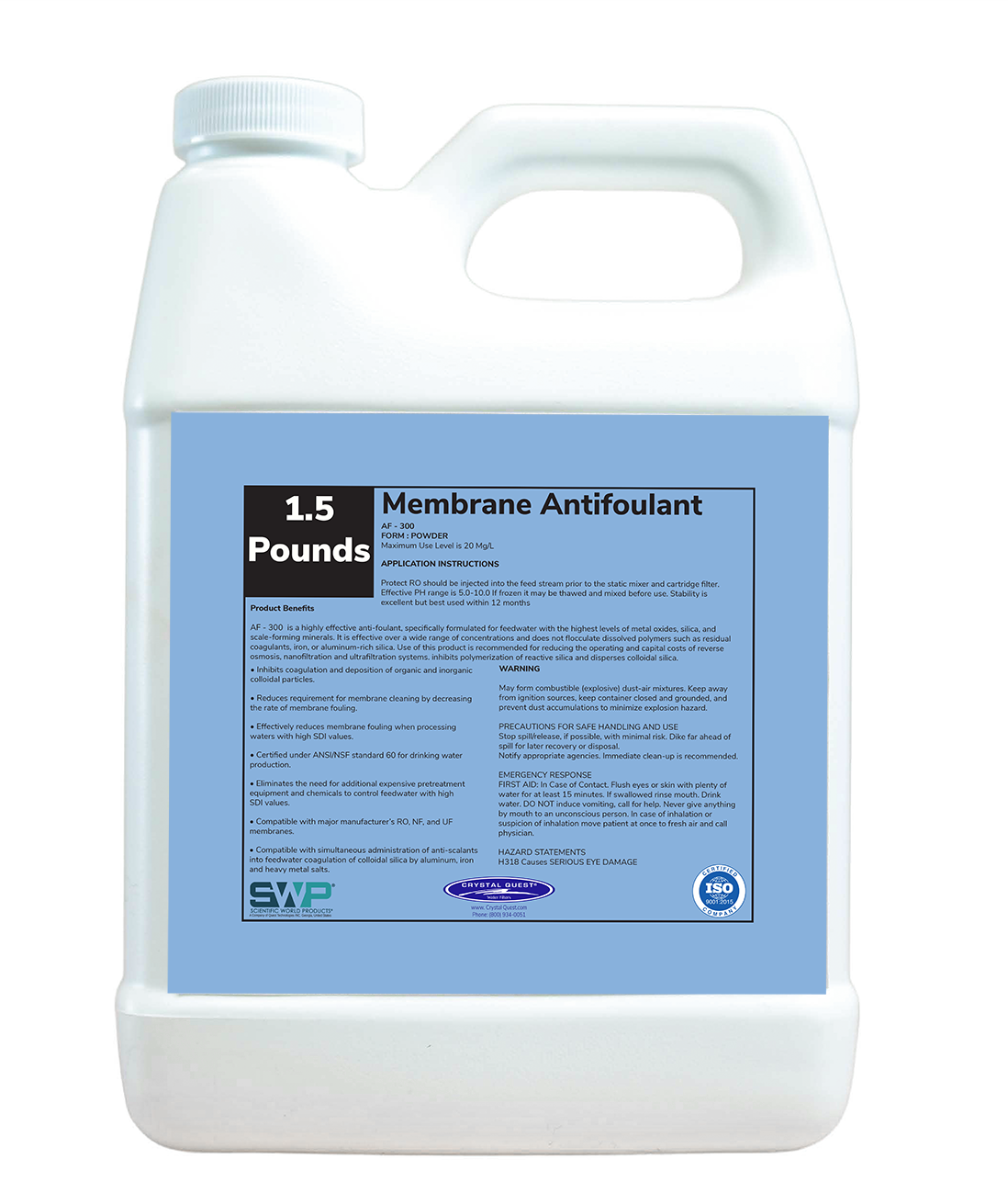 Crystal Quest AF-300 Membrane Antifoulant for RO, NF and UF Systems
