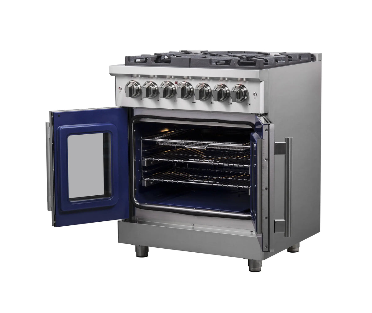 Forno Massimo 30-Inch Freestanding French Door Dual Fuel Range, Stainless Steel (FFSGS6325-30)
