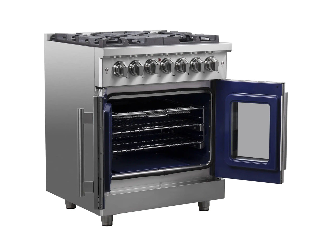 Forno Massimo 30-Inch Freestanding French Door Dual Fuel Range, Stainless Steel (FFSGS6325-30)