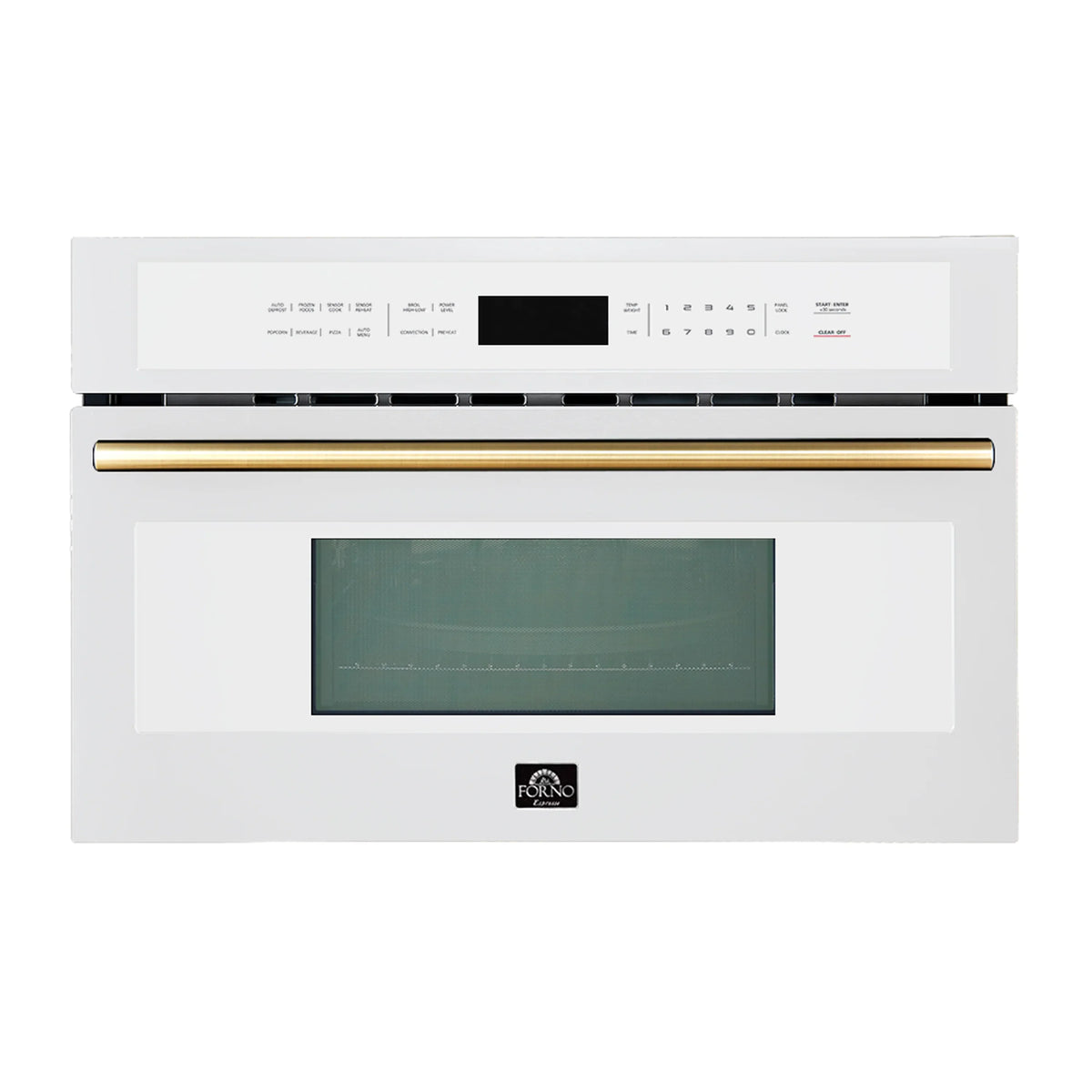 Forno Oliena Espresso 30-Inch 1.6 Cu.ft Microwave Oven in White with Antique Brass Handle (FMWDR3093-30WHT)