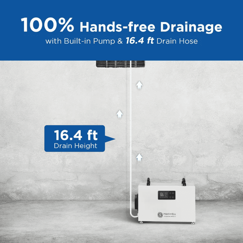 Moiswell Defender crawl space dehumidifier MP70 - pump drain