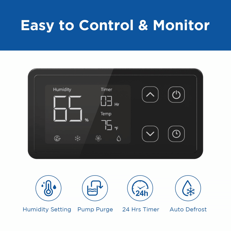 Moiswell Explorer commercial dehumidifier VP190 - control panel