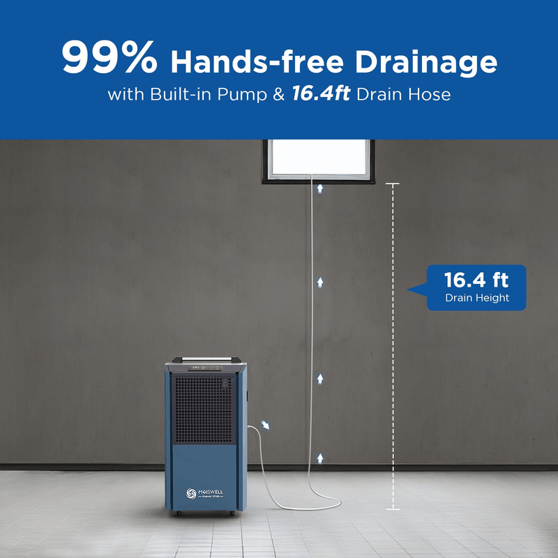 Moiswell Explorer commercial dehumidifier VP190 - pump drainage