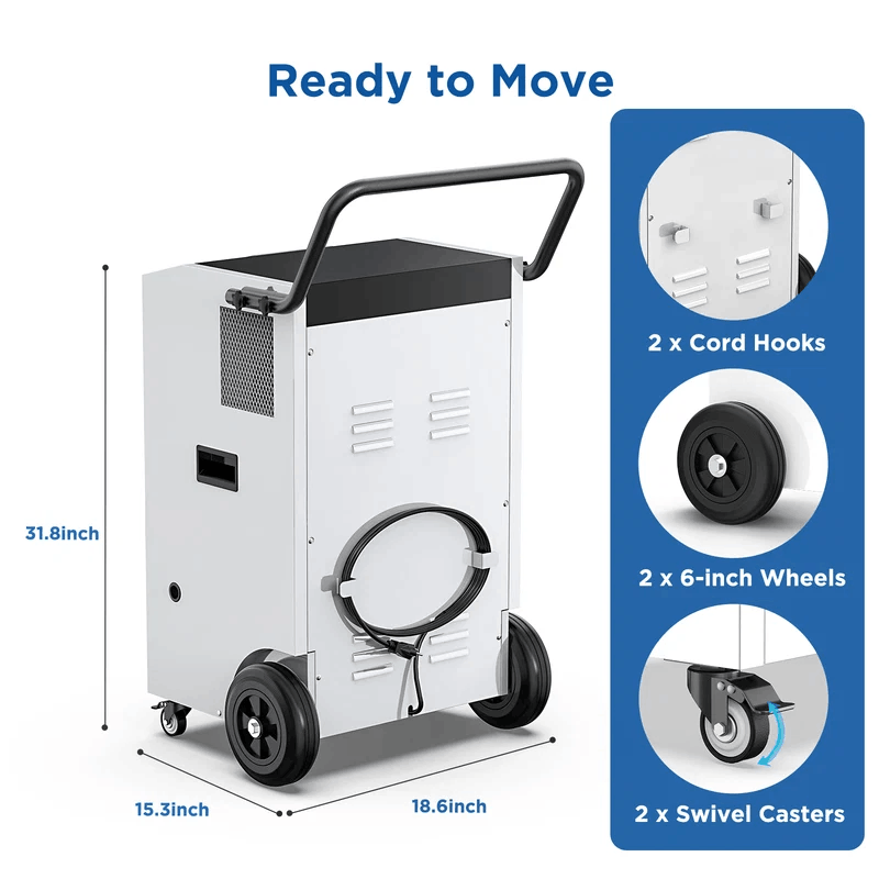 Moiswell Explorer commercial dehumidifier VP240 - wheels and handle