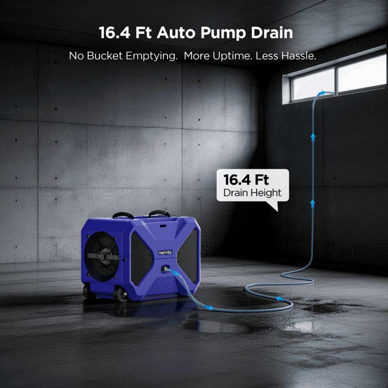 Moiswell Master LGR dehumidifier RD200 - built-in pump drainage