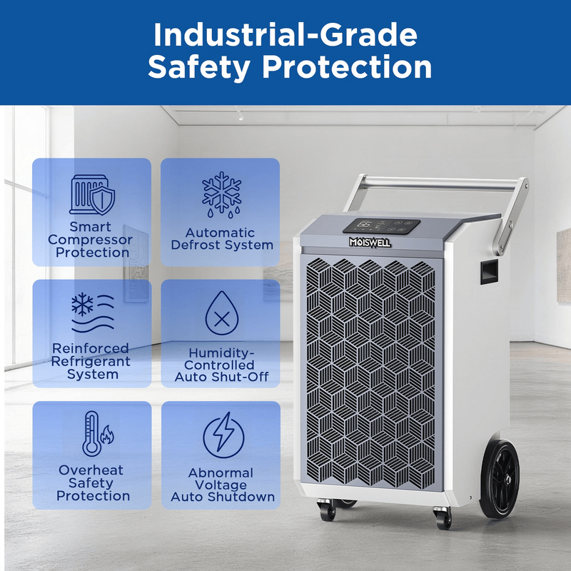 Moiswell Pioneer commercial dehumidifier Pioneer-XII - safety protection features