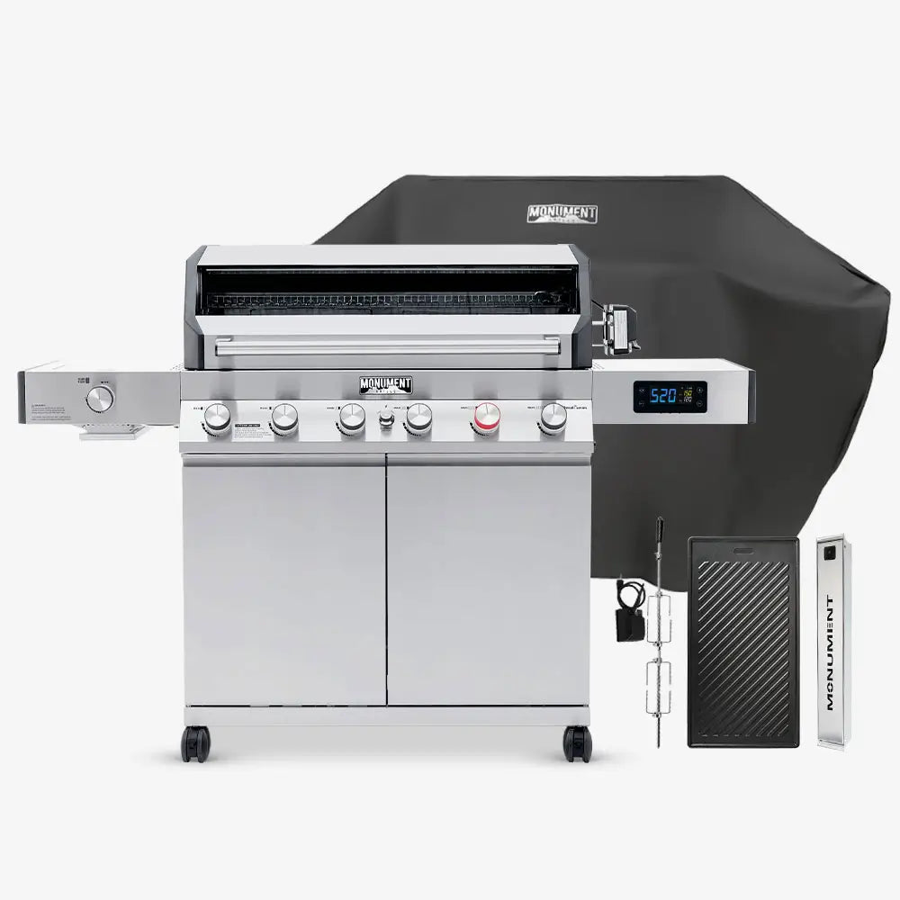 Monument Grills Denali 605Pro gas grill with smoke box and cooking plate