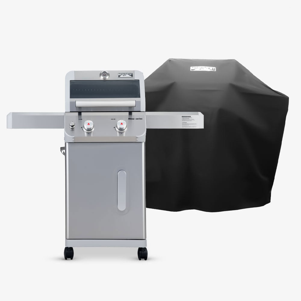 Monument Grills Mesa 200S foldable stainless steel gas grill - cover bundle option