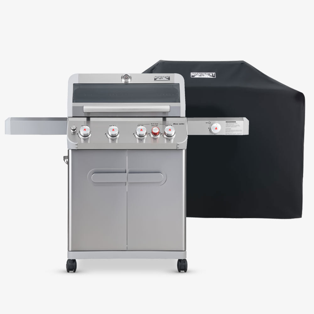 Monument Grills Mesa 415BZ stainless steel propane gas grill - cover bundle option