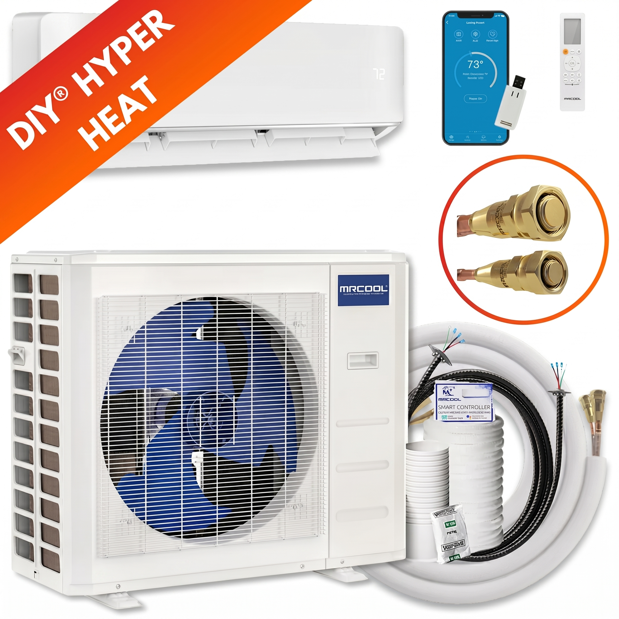 MRCOOL DIY 18,000 BTU 21.2 SEER2 5th Gen Hyper Heat Single Zone Mini Split System - 230V