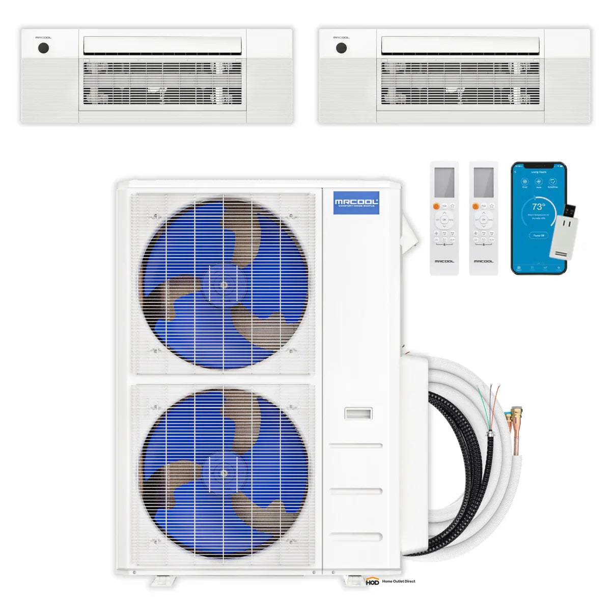 MRCOOL DIY 5th Gen Multi-Zone 2-Zone 55,000 BTU 22 SEER2 (9K + 9K) Ductless Mini-Split Air Conditioner and Heat Pump with Ceiling Cassettes