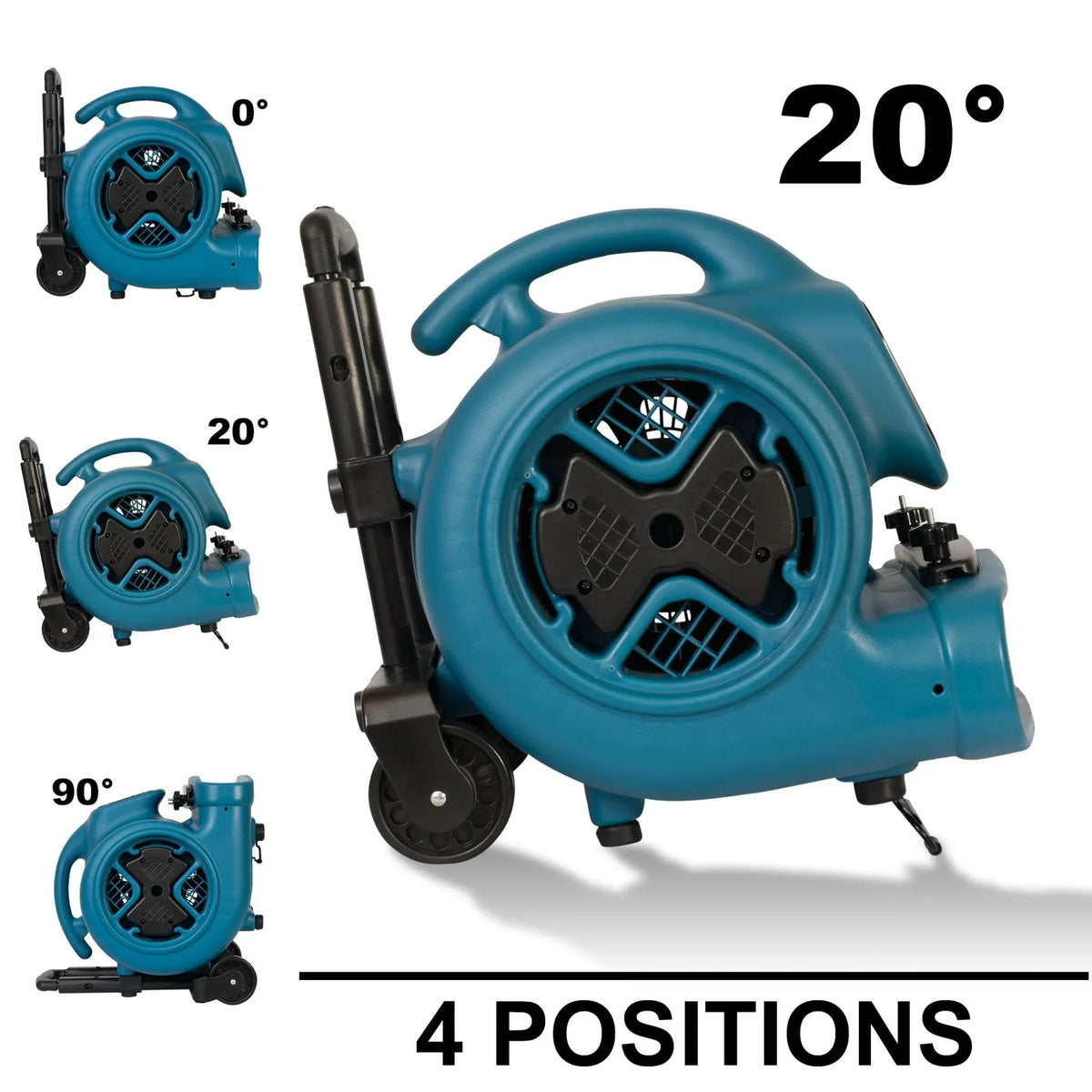 XPOWER air mover with handle P-630HC - operating positions