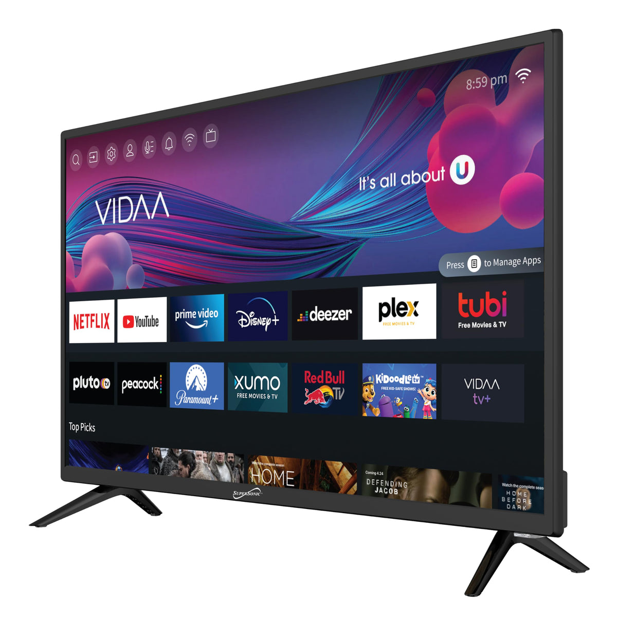Supersonic 32-Inch 1080p LED Smart HDTV, DVD Player, Wi-Fi, USB (SC-3226SDVD)