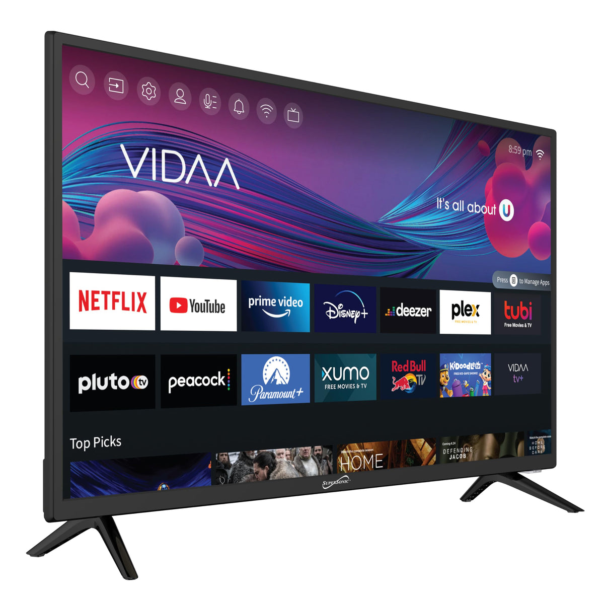 Supersonic 32-Inch 1080p LED Smart HDTV, DVD Player, Wi-Fi, USB (SC-3226SDVD)