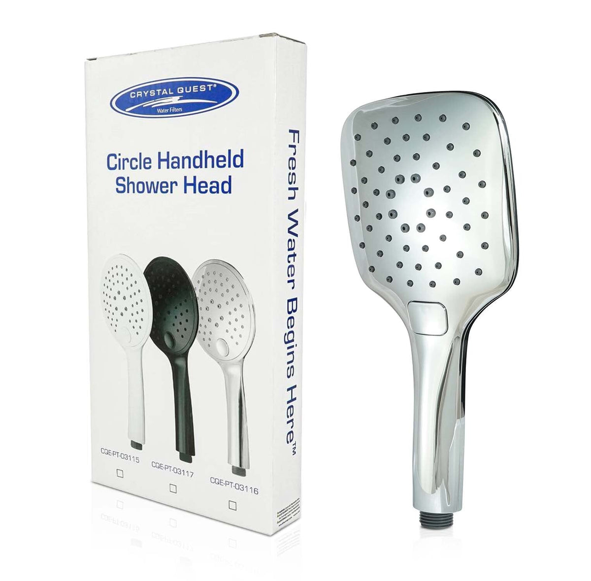 Crystal Quest Handheld Showerhead Wand, 2 Spray Functions