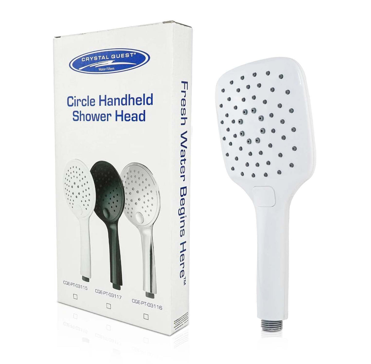 Crystal Quest Handheld Showerhead Wand, 2 Spray Functions